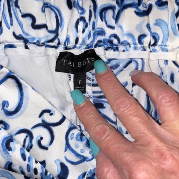 Talbots Satin Wide Leg Pants Painted Paisley Size P - Picture 6 of 11